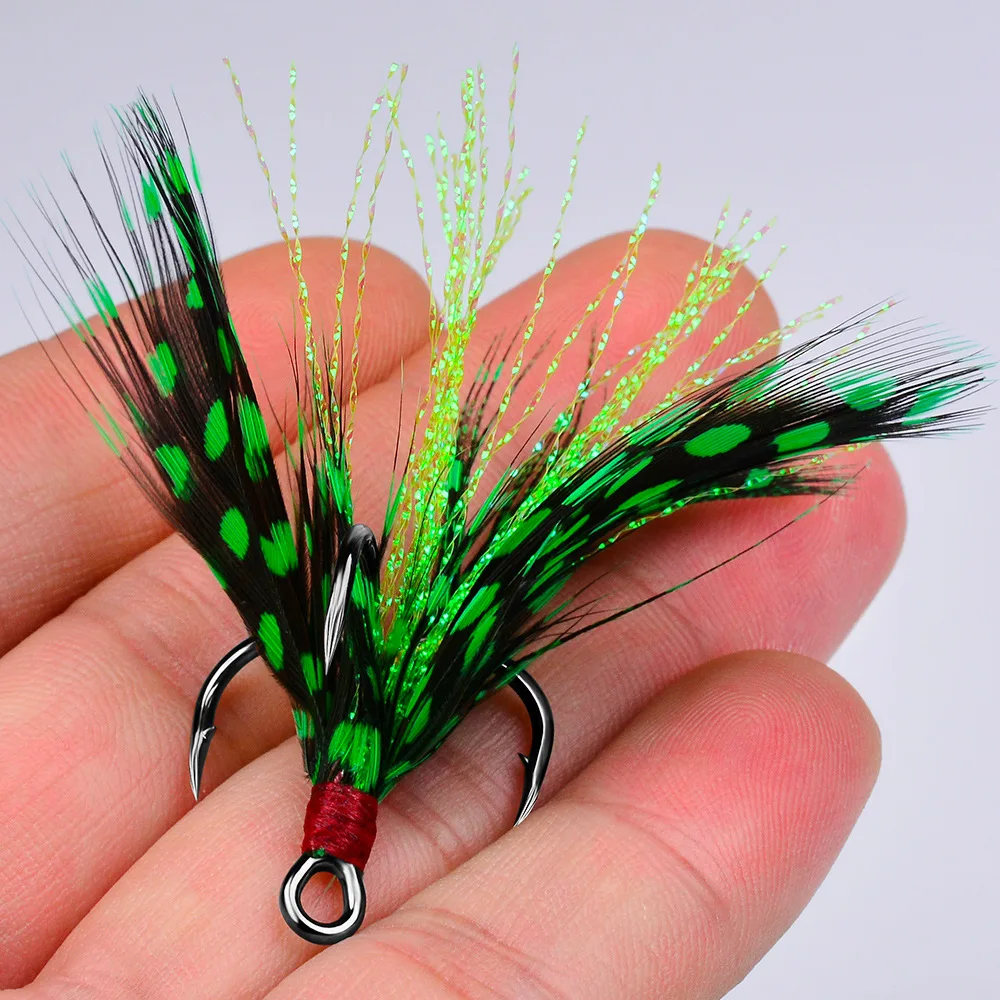 Anzuelos Jig con plumas – Acero carbono con púas para carpa y lubina - imagen 2