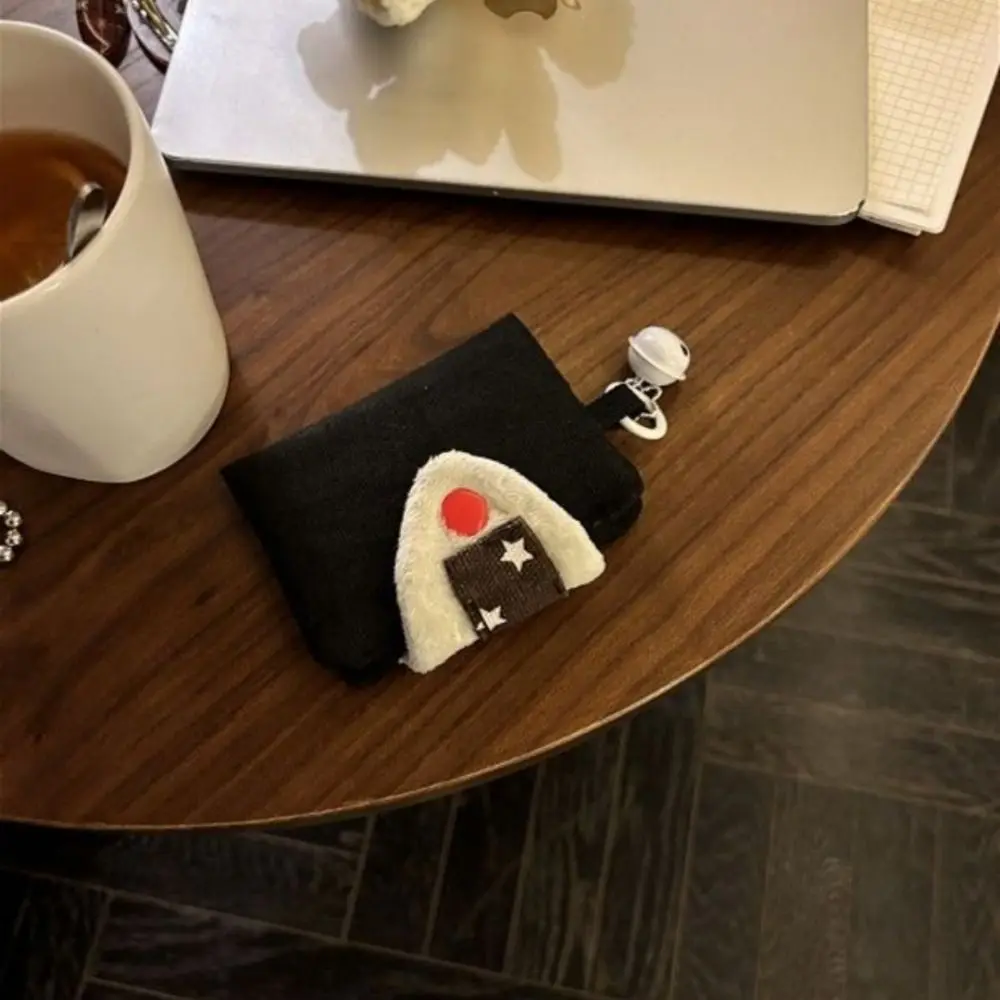 Tarjetero multiusos con forma de bola de arroz, bolsa pequeña de lona, monedero, billetera, tarjeta de dinero, bolsa de almacenamiento portátil integrada - imagen 3