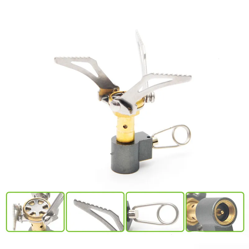 Mini quemador de Gas plegable de aleación de titanio de bolsillo, cocina para acampar al aire libre, horno de supervivencia, estufa de Picnic, potencia de fuego de 3000W - imagen 3