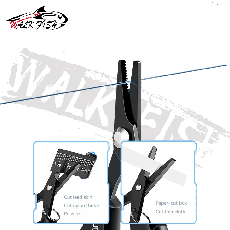 WALK FISH-tijeras pequeñas de pesca chapadas en titanio, fuerte caballo atado, línea de PE, piel de plomo, tijeras multifuncionales especiales - imagen 4