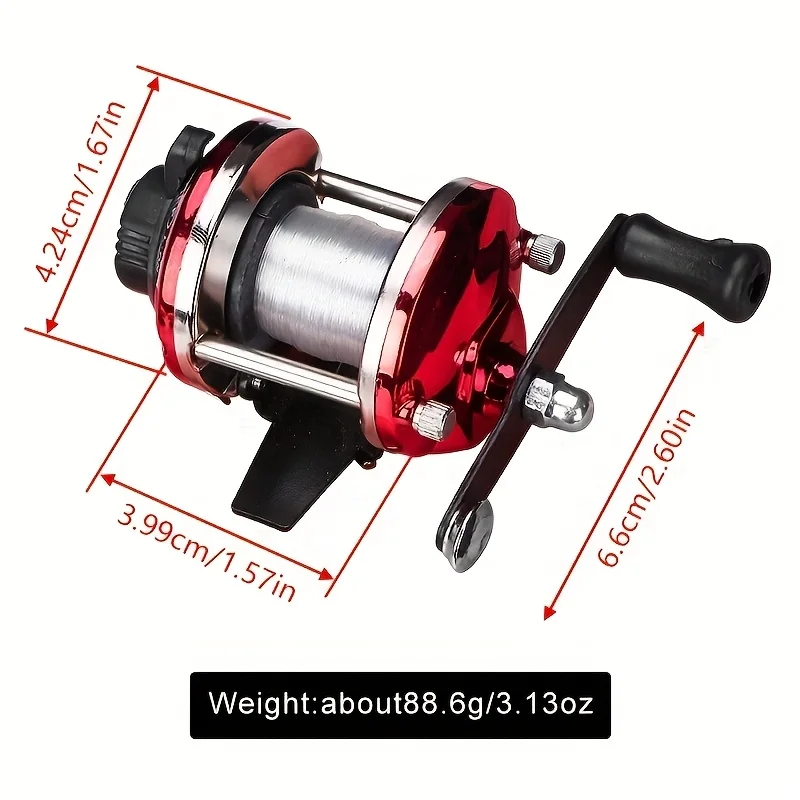 Carrete giratorio para pesca en hielo con línea y cuerpo metálico - imagen 2