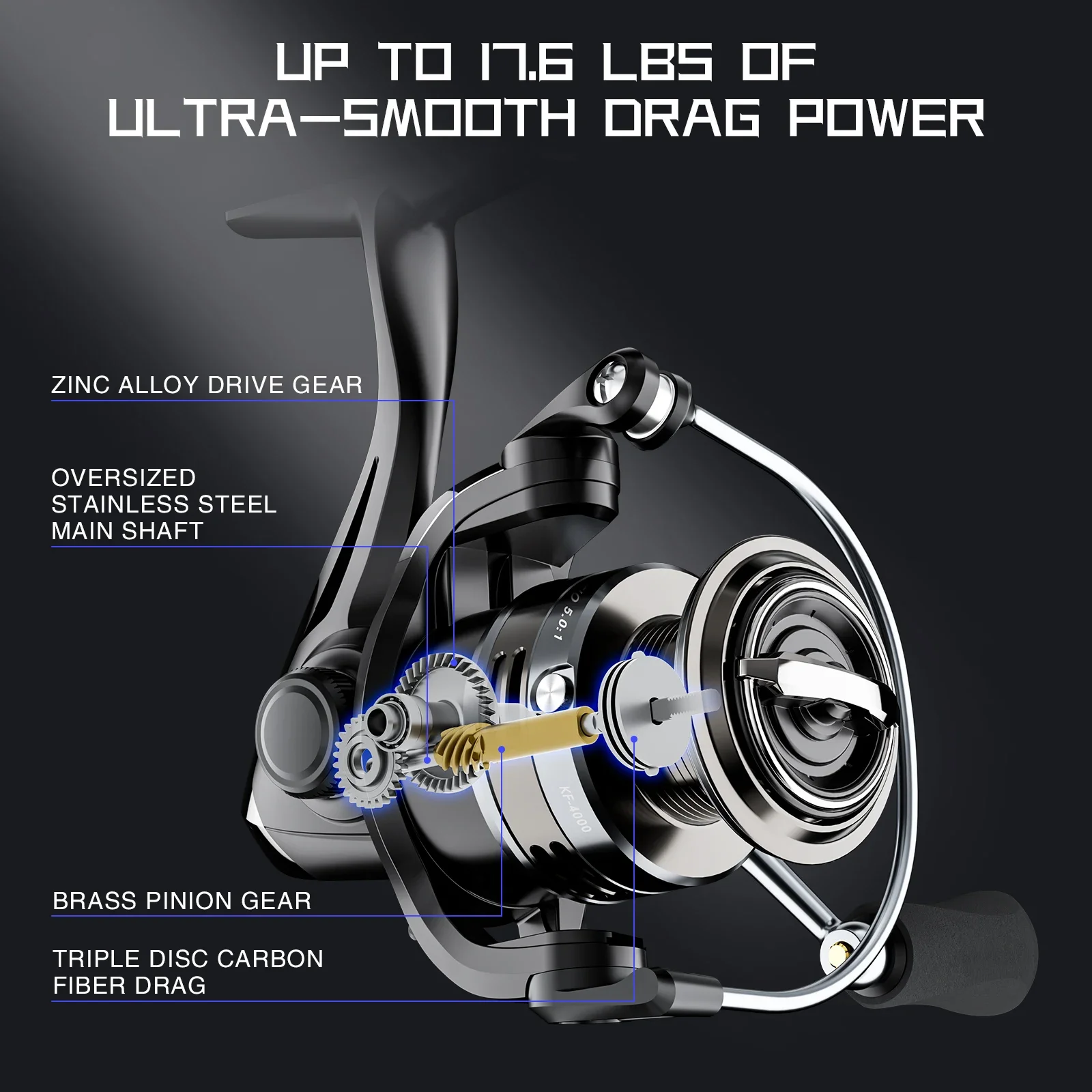 Carrete giratorio Ashconfish carpa 5,2: 1 relación de engranaje de alta velocidad agua dulce agua salada carrete de pesca suave y rápido - imagen 3