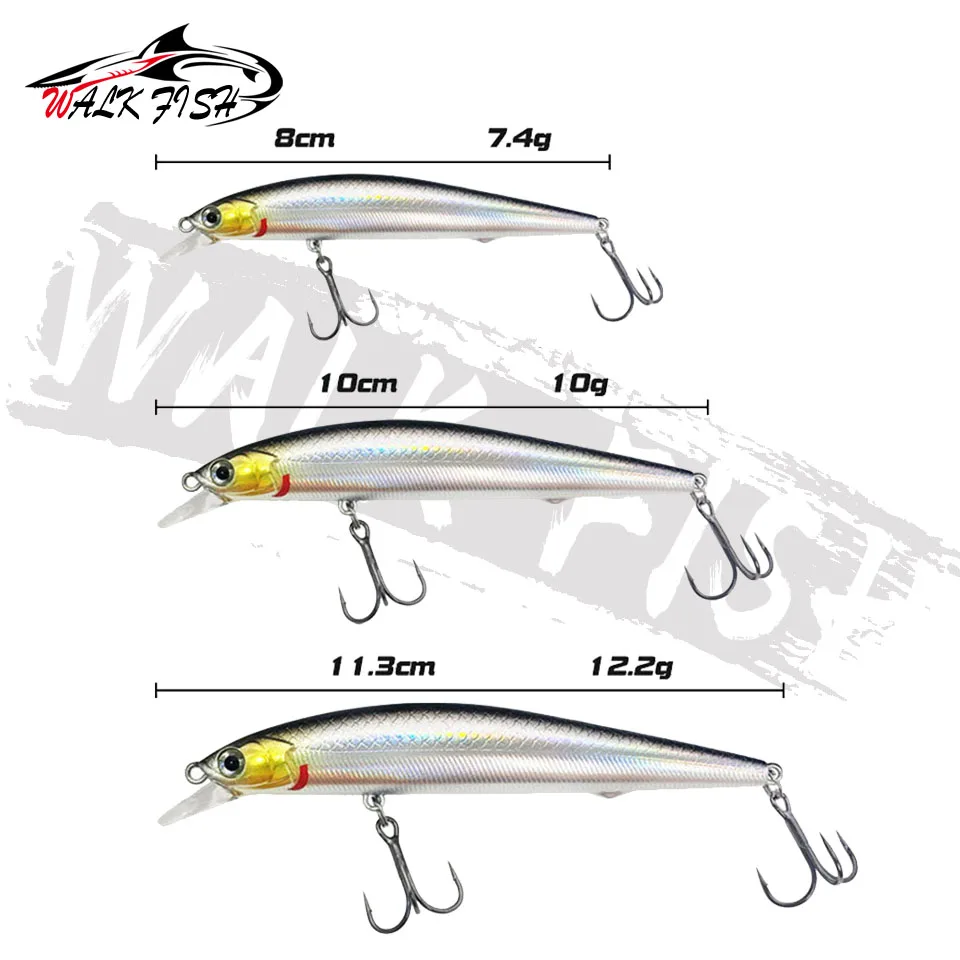 WALK FISH-señuelo de pesca de 7,4g/10g/12,2g, cebo duro Artificial de fundición larga, Wobblers para pesca de lubina y Lucio - imagen 2