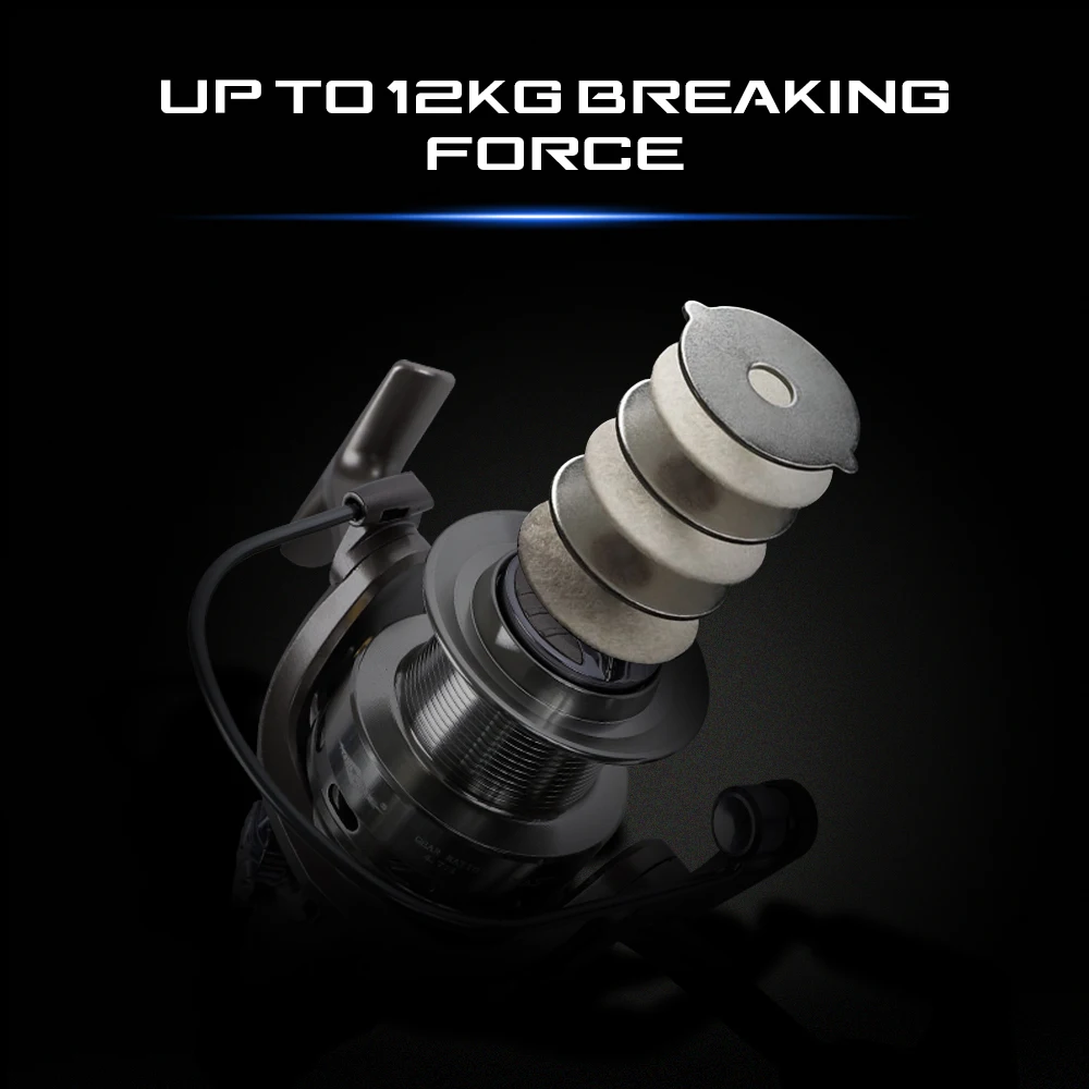 MIFINE FASTER-Rueda de pesca de doble freno, potente carrete giratorio de agua salada, arrastre máximo de 12kg, 5,2: 1/4.7:1, 5 + 1BB, rueda de pesca de carpa - imagen 2