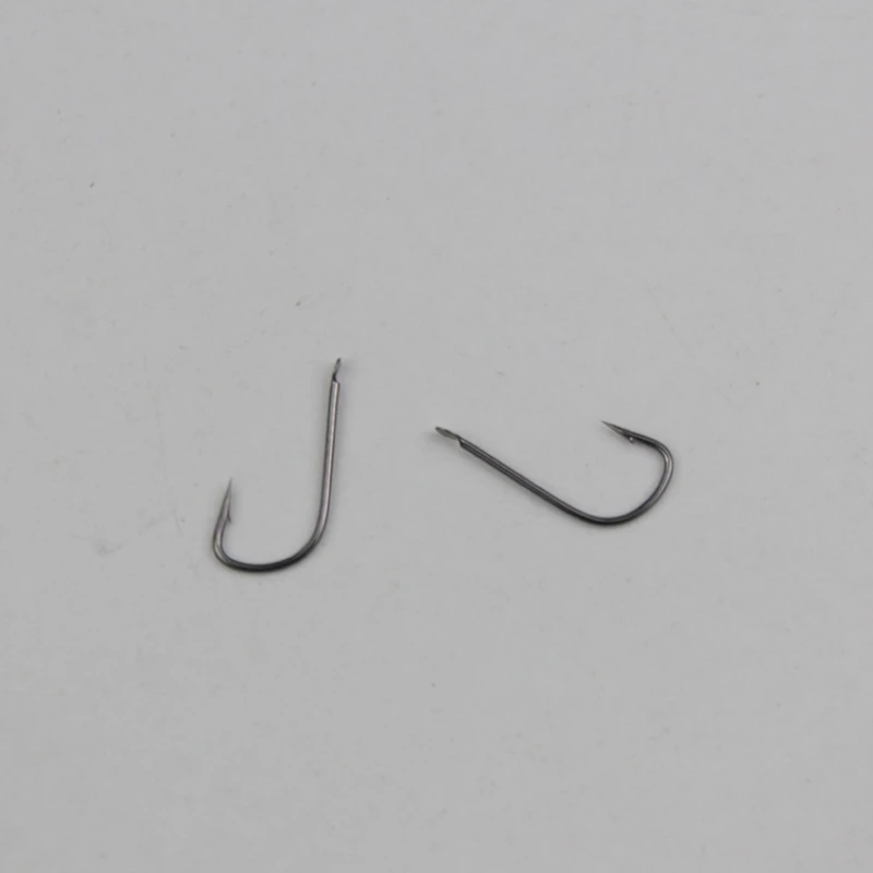 100 anzuelos de pesca pequeños 1 # -10 # Anzuelo de púas Nobarb sin círculo sin ojo, pequeños anzuelos negros para puños de carpa, aparejos de pesca equipamentos - imagen 3