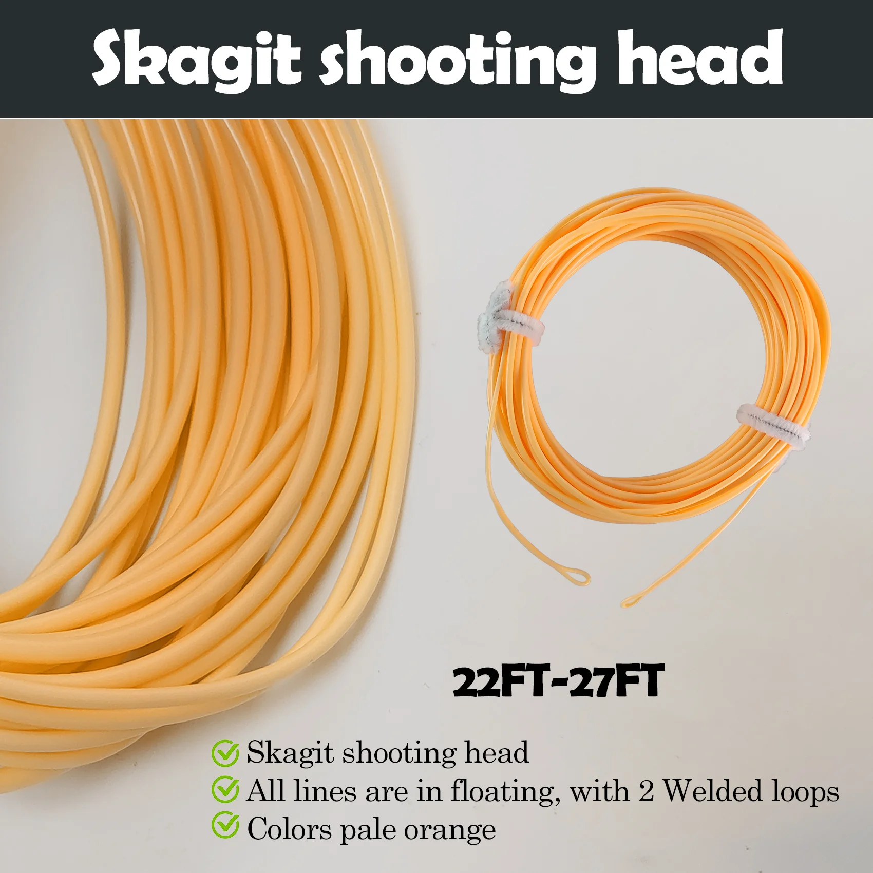 Aventik-cabeza de tiro flotante Skagit, sedal de pesca con mosca de 22-25 pies con bucles soldados en ambos extremos, nuevo - imagen 4