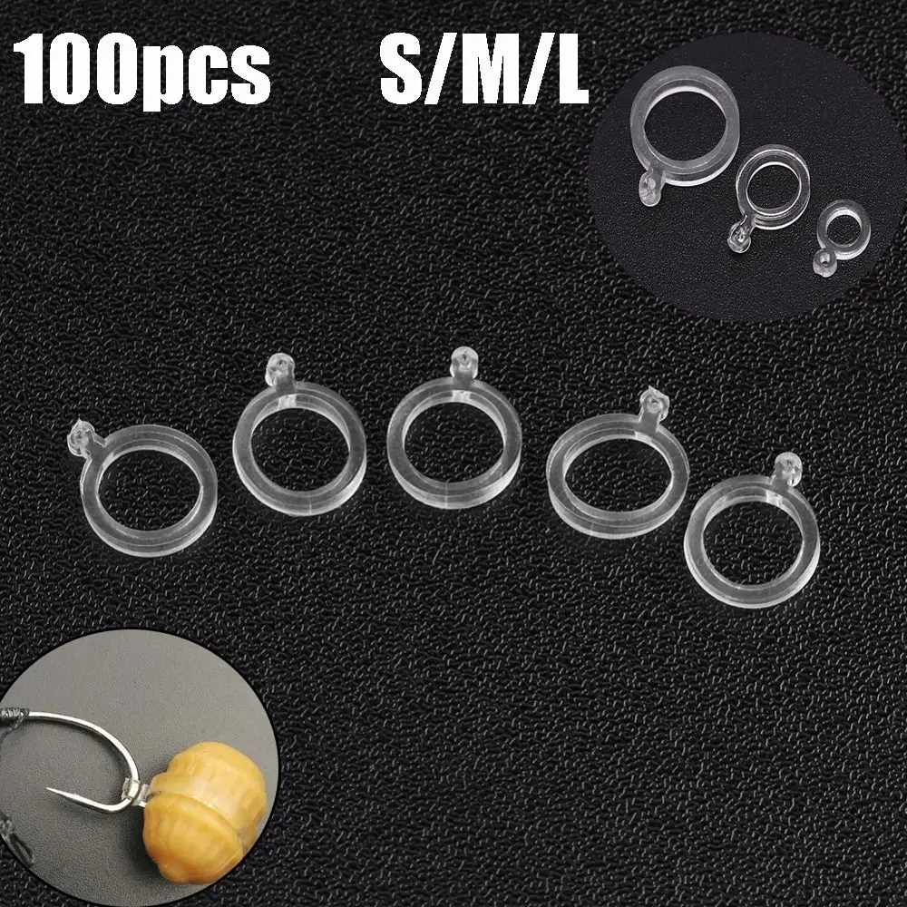 100 Uds. Aparejos de pesca transparentes elásticos calientes bandas de cebo de pellets de PE blanco bandas de cebo de pellets - imagen 2