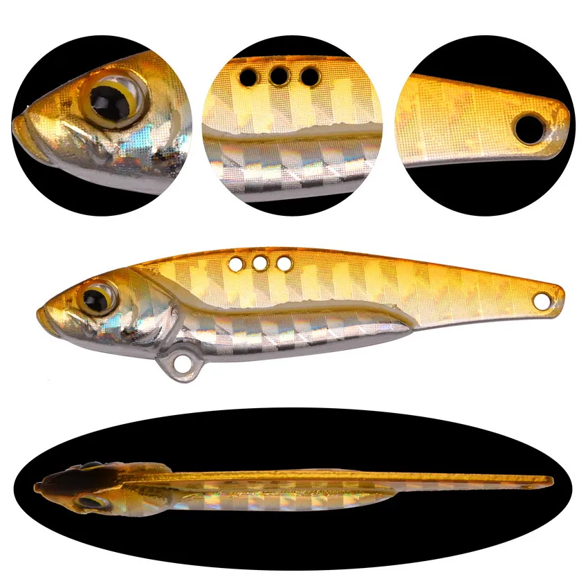 Señuelo de pesca grande VIB de 1 piezas, plantilla de Metal de 7g, hoja giratoria de hundimiento, anzuelos triples, aparejos de vibración, cebo Artificial - imagen 3