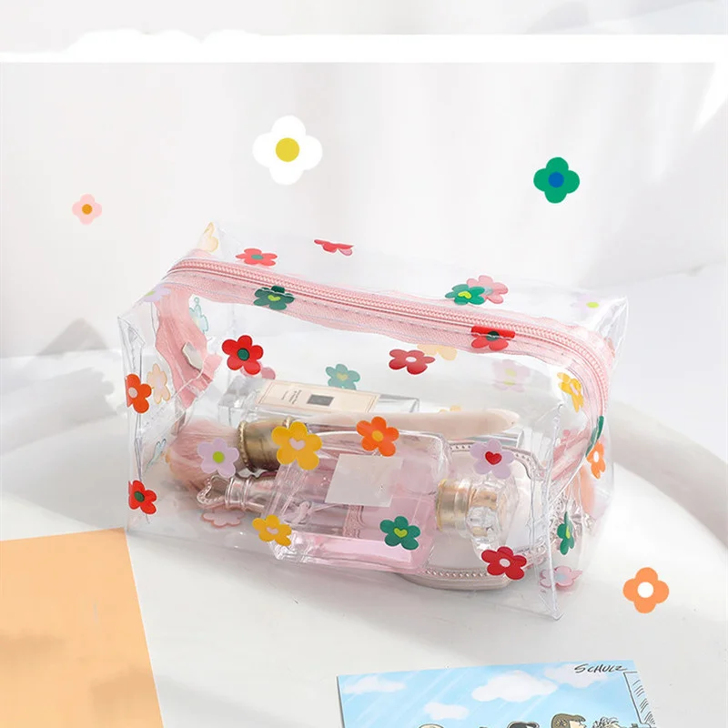 Estuche de lápices transparente resistente al agua, regalo de papelería de PVC, bolsa de lápices para niñas y estudiantes, bolsa de cosméticos de maquillaje Kawaii, bolsas de viaje - imagen 2