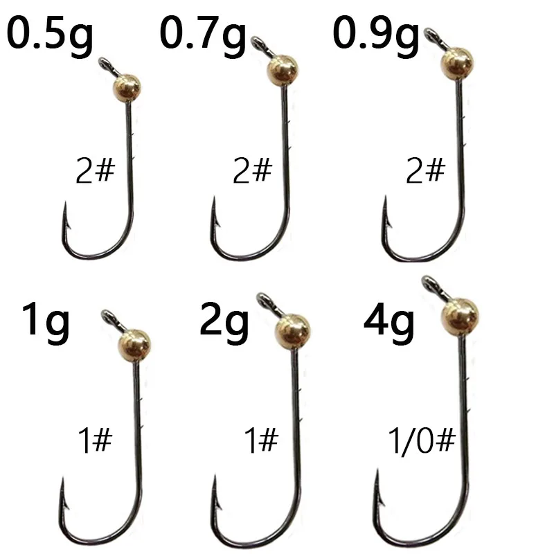 5 unids/lote Micro Jig Head anzuelos de pesca 0,5g-4g cabeza de cobre Mini manivela anzuelo suave gusano señuelo accesorios de pesca - imagen 2
