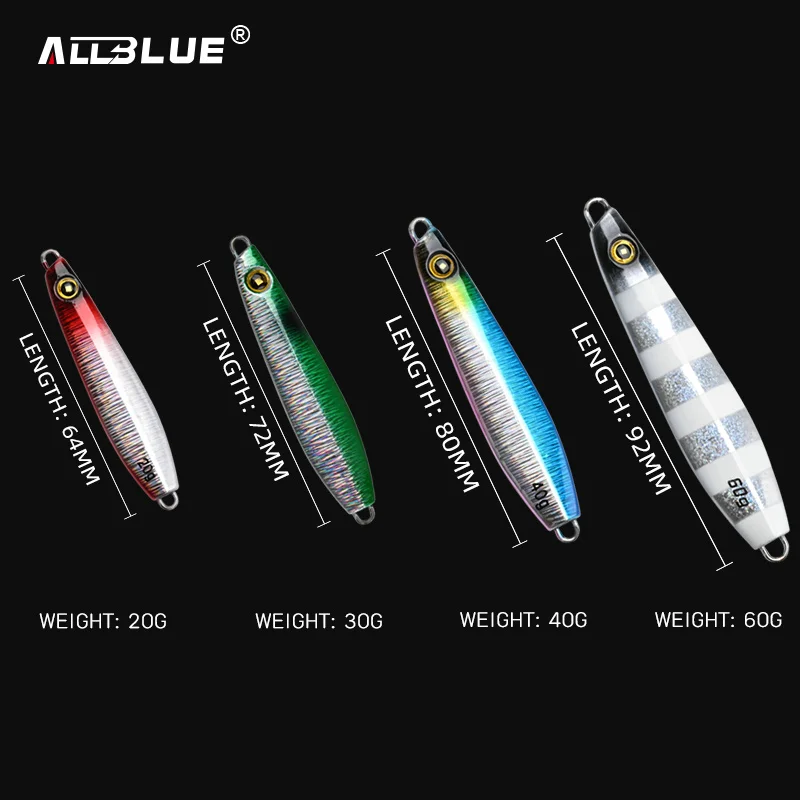 ALLBLUE KAIDO-gabarito de Metal delgado, 20G, 30G, 40G, 60G, cuchara de Jigging, lubina fundida, señuelo de pesca de agua salada, aparejos de cebo Artificial - imagen 4