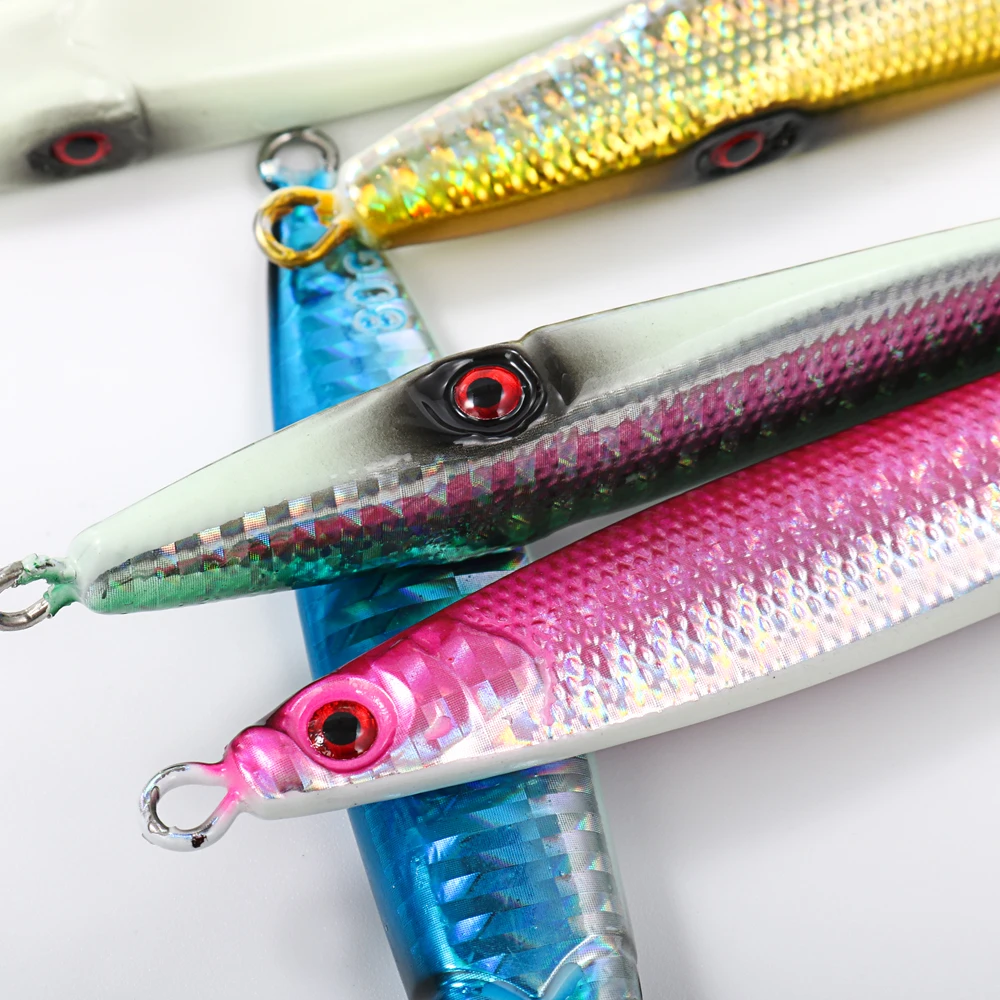 CASTFUN-señuelo de pesca de plantilla de Metal, aparejos de pesca de agua salada, plantilla lenta de 3 ojos, 60g, 80g, 100g - imagen 4