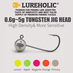 Cabeza de anzuelo de tungsteno, 0,6g, 0,8g, 1g, 1,5g, 2g, 2,5g, 3g, 5g, Micro anzuelo Ajing Finesse con señuelo Mustad, anzuelo de gusano de pesca para señuelo suave