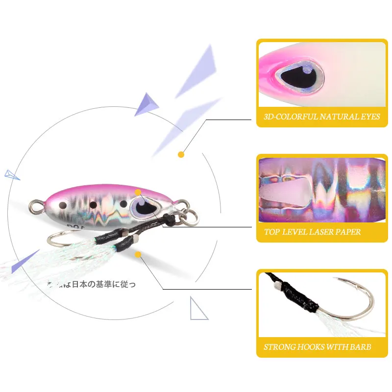 Magic Works Micro Jig Fishing 7g 10g 15g señuelo de Metal plantillas de paso lento pesca en el mar Lucio Wobbler lubina pequeño perca cebo Artificial - imagen 5