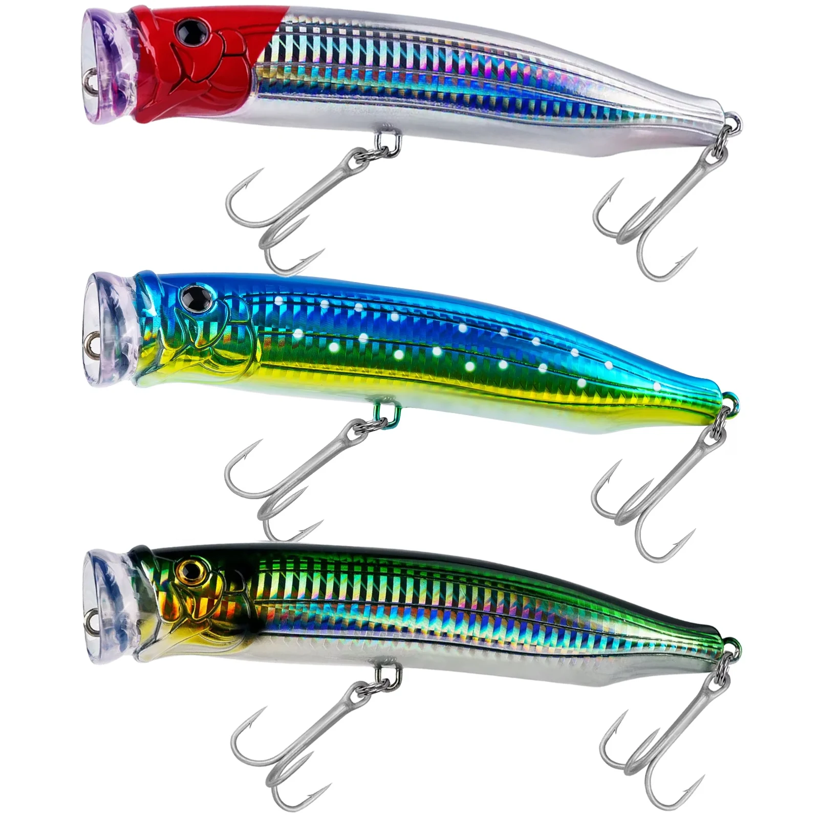 THKFISH 3pcs 15cm 65g Popper Vissen Lokken Topwater Plastic Harde Aas Sterke Haken Wobblers Kunstaas crankbait voor Baars