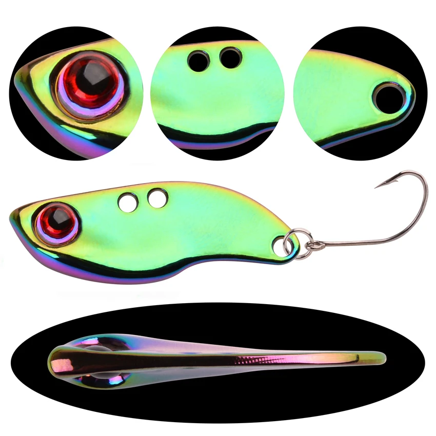 Señuelo de pesca VIB de Metal dorado y plateado, 1 piezas, colorido, 2,5g, 3,5g, 5g, con un solo gancho, cebo duro giratorio para trucha perca Japón Wobbler - imagen 4