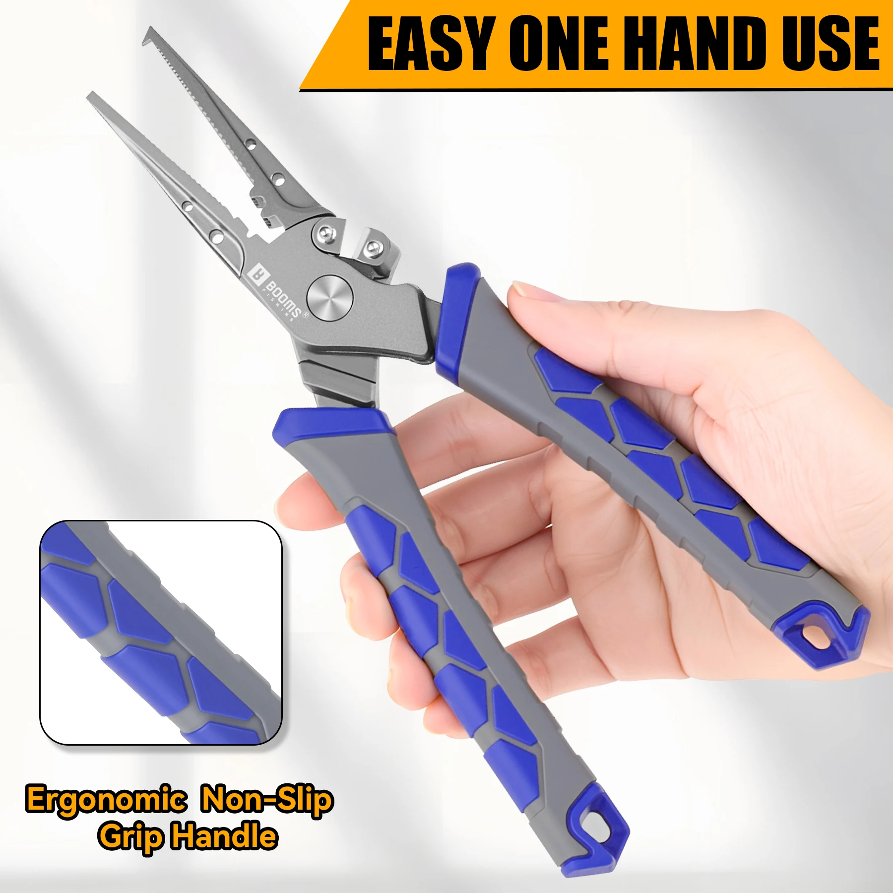 Booms-Alicates de pesca de acero al carbono, cortadores de línea trenzada multifuncionales, alicates removedores de anzuelos, herramientas de aparejos de pesca - imagen 5