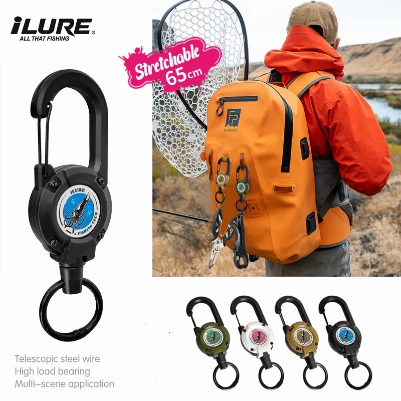 Mosquetón retráctil con cable de acero – Antipérdida para pesca - imagen 3