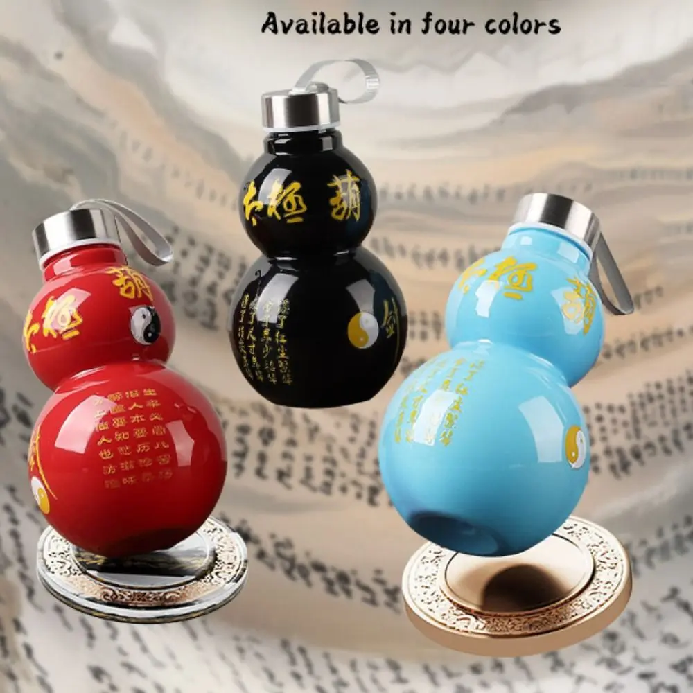 Botella deportiva de calabaza en forma de calabaza, hervidor de agua Vintage de estilo chino de gran capacidad, botella de bebida de calabaza con estampado en caliente tradicional - imagen 2