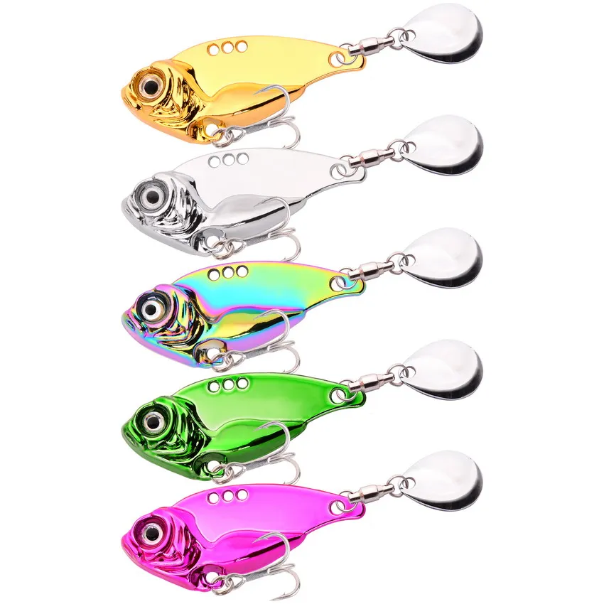 Señuelo de pesca giratorio de Metal con lentejuelas VIB, 7g, 10g, 15g, 20g, cola giratoria, cuchara vibratoria, cebo giratorio, Crankbait, aparejos de pesca de lubina - imagen 4