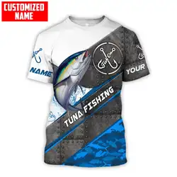 Camiseta pesca atún marlin hombre manga corta 3D personalizada verano