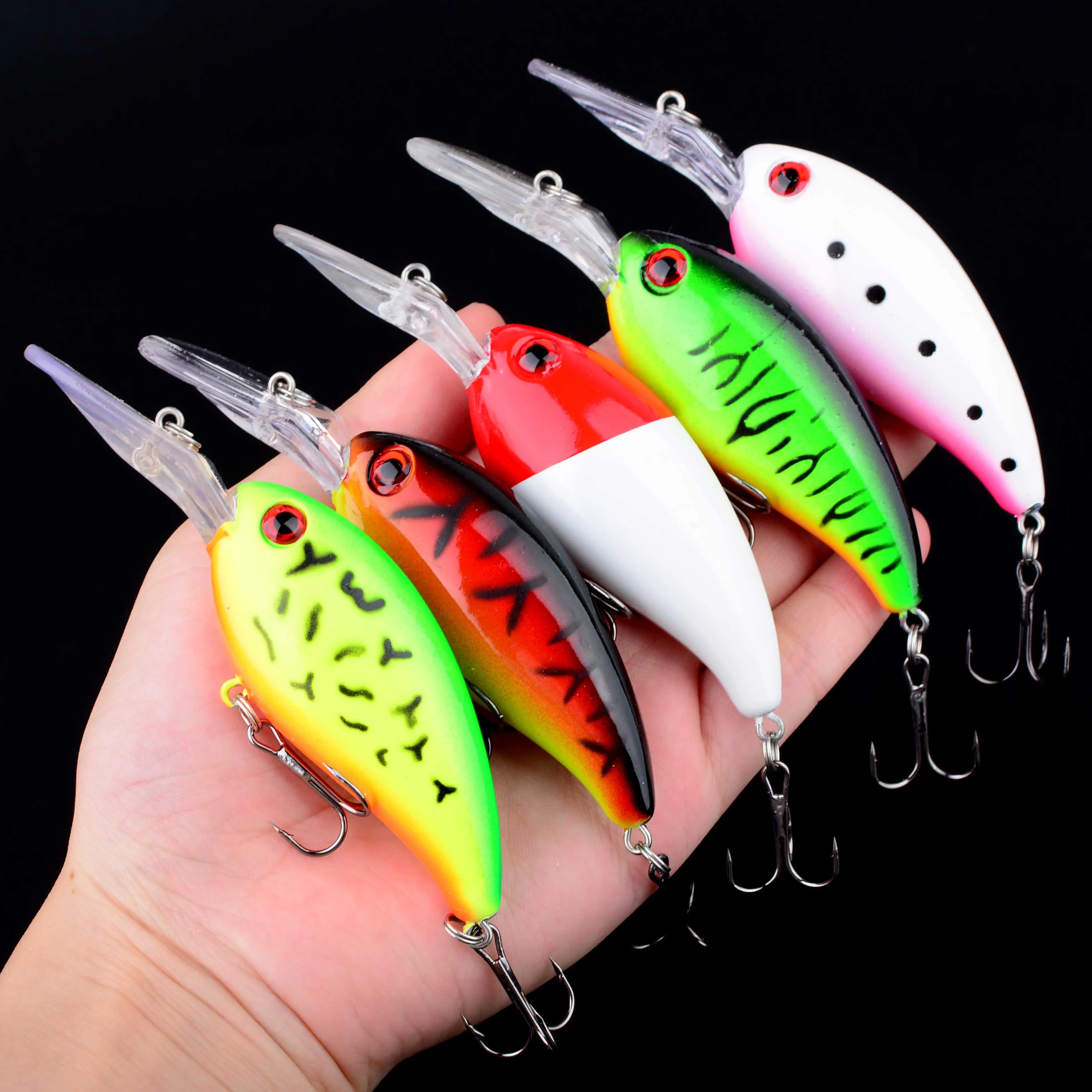 14 Uds. Señuelos de Pesca Crankbait realistas anzuelos de Pesca aparejos Wobbler manivela cebo duro Artificial - imagen 5