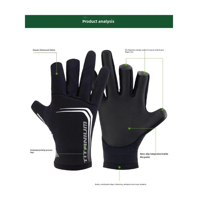 Guantes de pesca tres dedos impermeables con cierre titanio - imagen 2