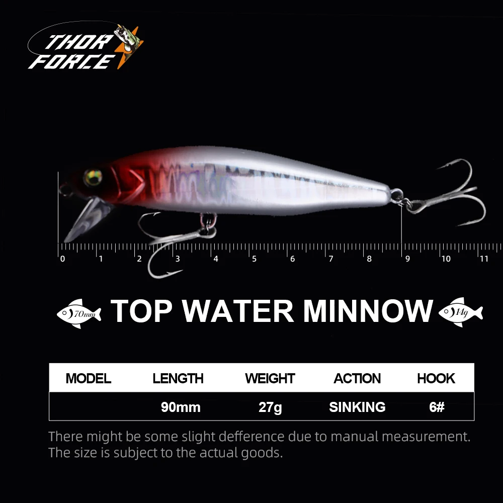 THORFORCE-Mini Señuelos de Pesca de pececillos, cebo duro Artificial, 90MM, 27G, Jerkbait, Lucio, Carkbait, Wobblers, Swimbait, aparejos - imagen 2