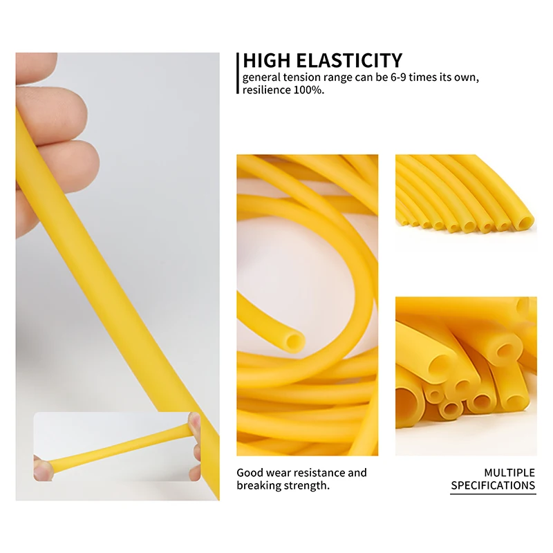 Mangueras de goma de látex natural de 1 ~ 10m ID 1,6 ~ 18mm amarillo de alta resistencia Go tubo de pesca tirachinas catapulta banda elástica de Fitness - imagen 4