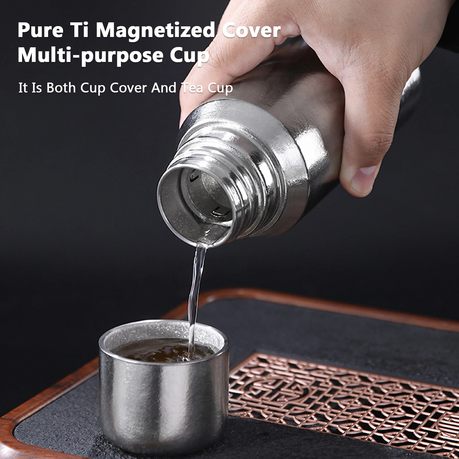 Botella portátil 380ml del infusor del té de la taza aislada magnetizada Ti que acampa al aire libre - imagen 2