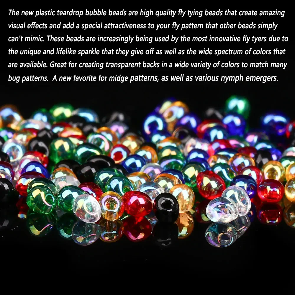Bimoo 100 Uds 2,8mm/0,11 pulgadas cuentas de burbujas de lágrima de plástico Material para atar moscas cuentas transparentes para atar # 8~ # 12 Bug Midge Ninfa Emeger - imagen 5
