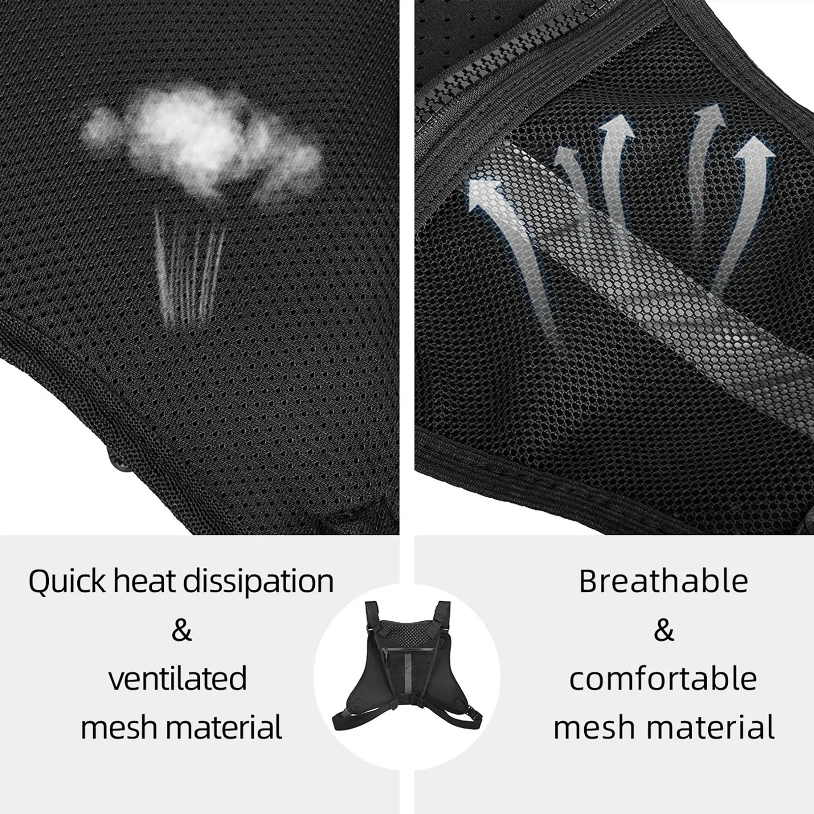 Bolsa de pecho para hombre, chaleco para correr, paquete de pecho con correas ajustables, bolsa reflectante de poliéster 900D para deportes al aire libre, aparejo para el pecho - imagen 5