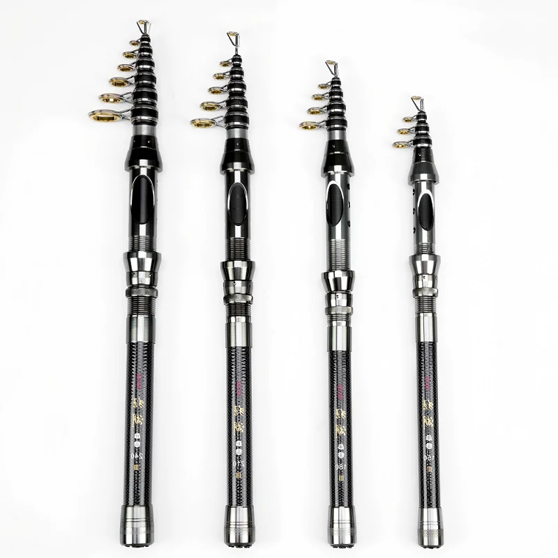 Mini caña de pescar de 1,8 m, guías de caña de pescar de fibra de carbono, caña de pescar portátil de viaje para agua salada y mar, caña de pescar giratoria - imagen 3