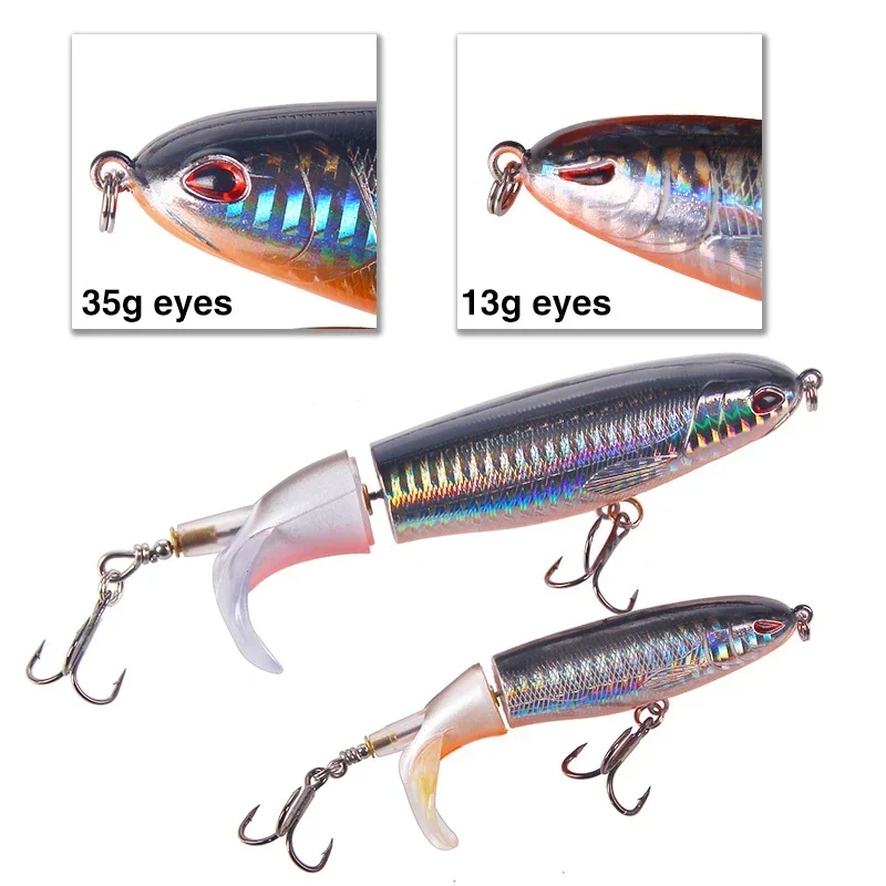 1 Uds 10cm/14cm señuelo de pesca Topwater Whopper Popper cebo Artificial Plopper duro cola giratoria suave aparejos de pesca cebo de pesca - imagen 3