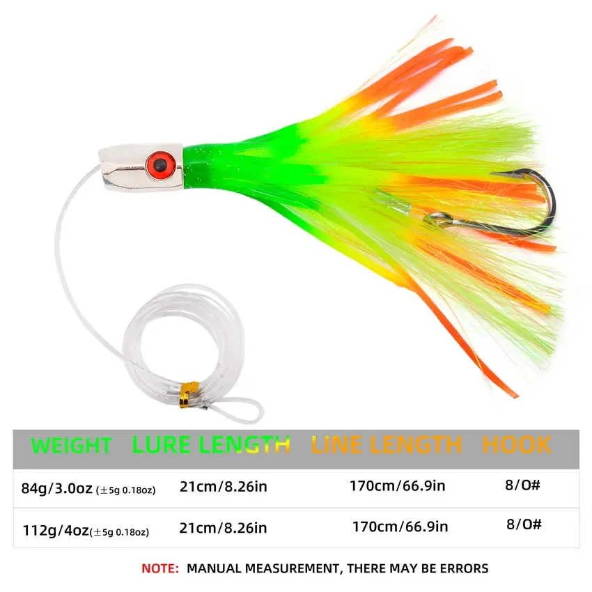 Cebo de pesca de aguas profundas, 1 unidad, 21cm/8,26 pulgadas, para atún, delfín, tiburón, gran juego, pulpo, falda de calamar, señuelos de arrastre - imagen 3