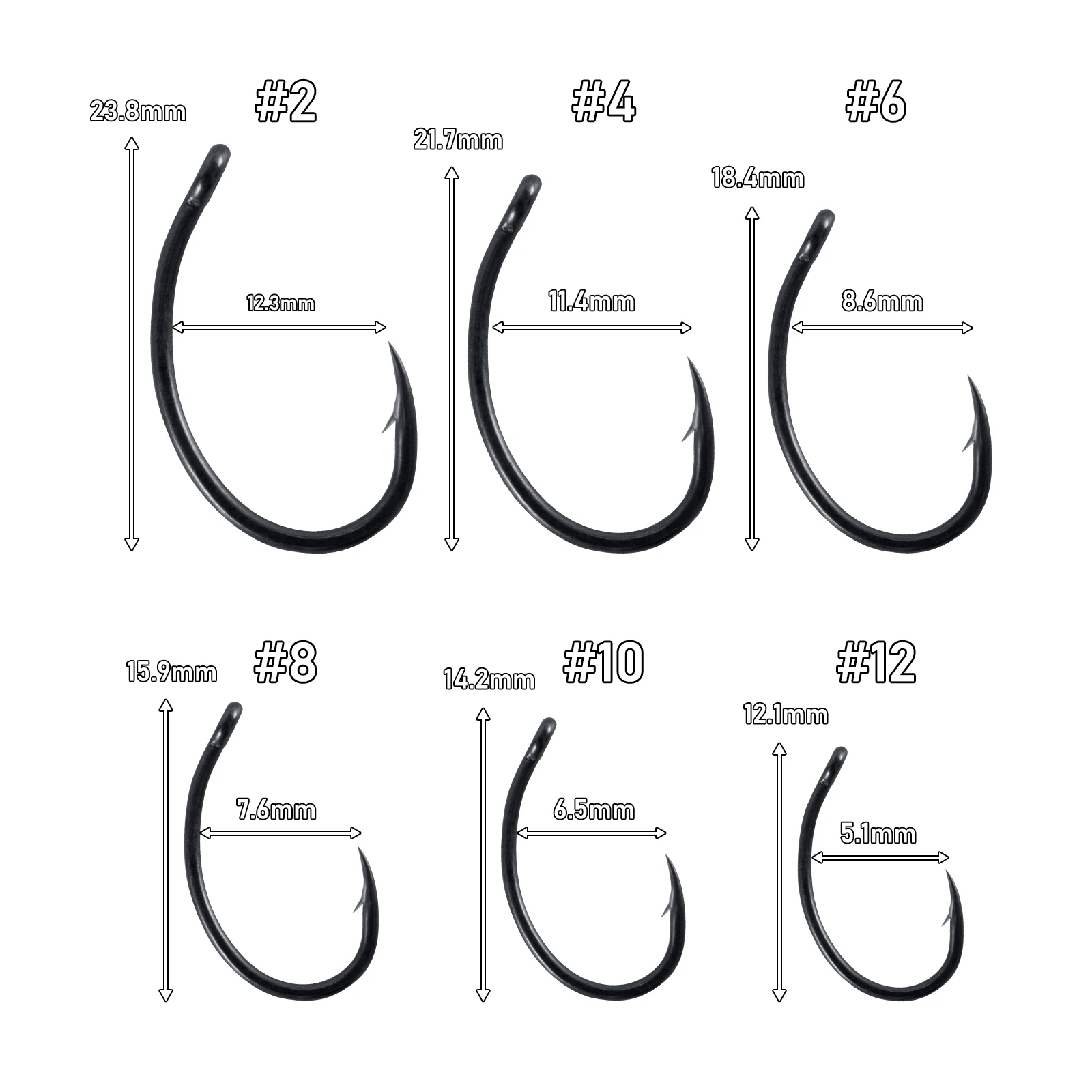 Anzuelo Offset PTFE Vástago Curvo Sin Púas para Carpa Chod - imagen 2