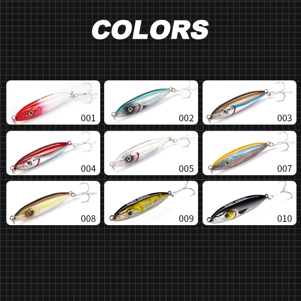 Hunthouse-señuelo de pesca con lápiz Wobly, cebo duro de hundimiento lento, curricán, 62mm, 80mm, agua salada fundida para trucha, aparejos de lubina - imagen 5