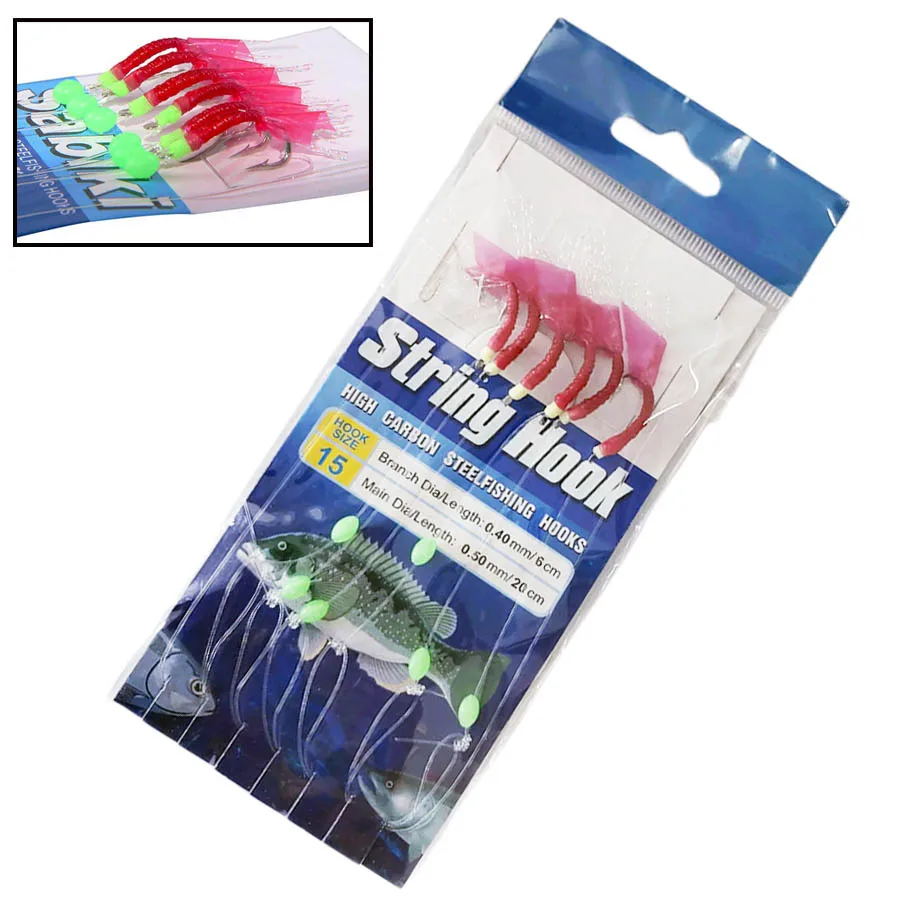 Sabiki-aparejos de cebo de pesca, anzuelos surtidos con broche giratorio de rodamiento de bolas, 1 paquete - imagen 5