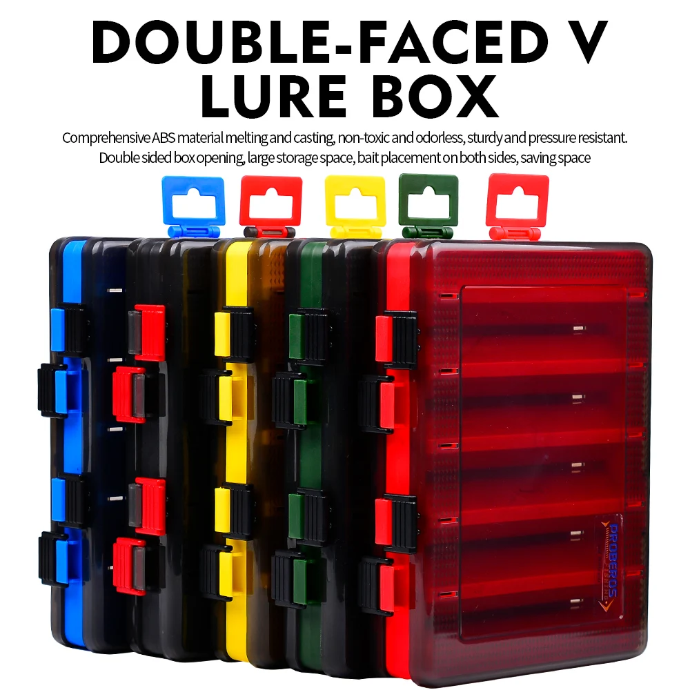 PROBEROS-caja de almacenamiento de aparejos de pesca, organizador portátil de doble cara, accesorios de anzuelos, 10-14 compartimentos - imagen 2