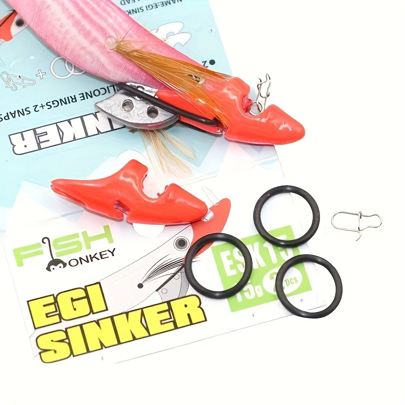 Sistema de peso de plantilla de calamar con plomos, fundas de silicona de varios tamaños, anzuelos completos listos para usar, aparejos de pesca en alta mar - imagen 4