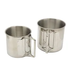 Tazas de camping acero inoxidable – Mango plegable para café