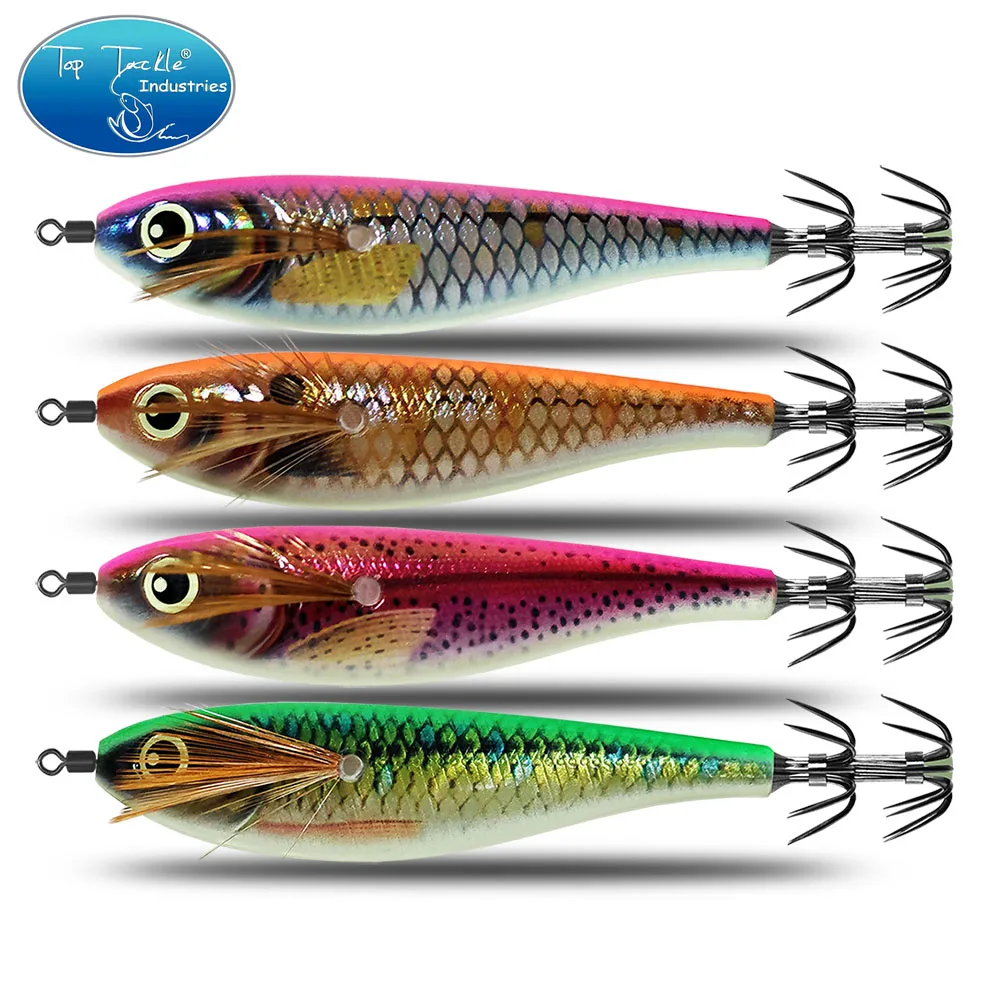 Cebos blandos de calamar para pesca en el mar, luz nocturna simulada, anzuelo de doble capa, Señuelos de Pesca en el océano, cebo falso, 1 Uds.