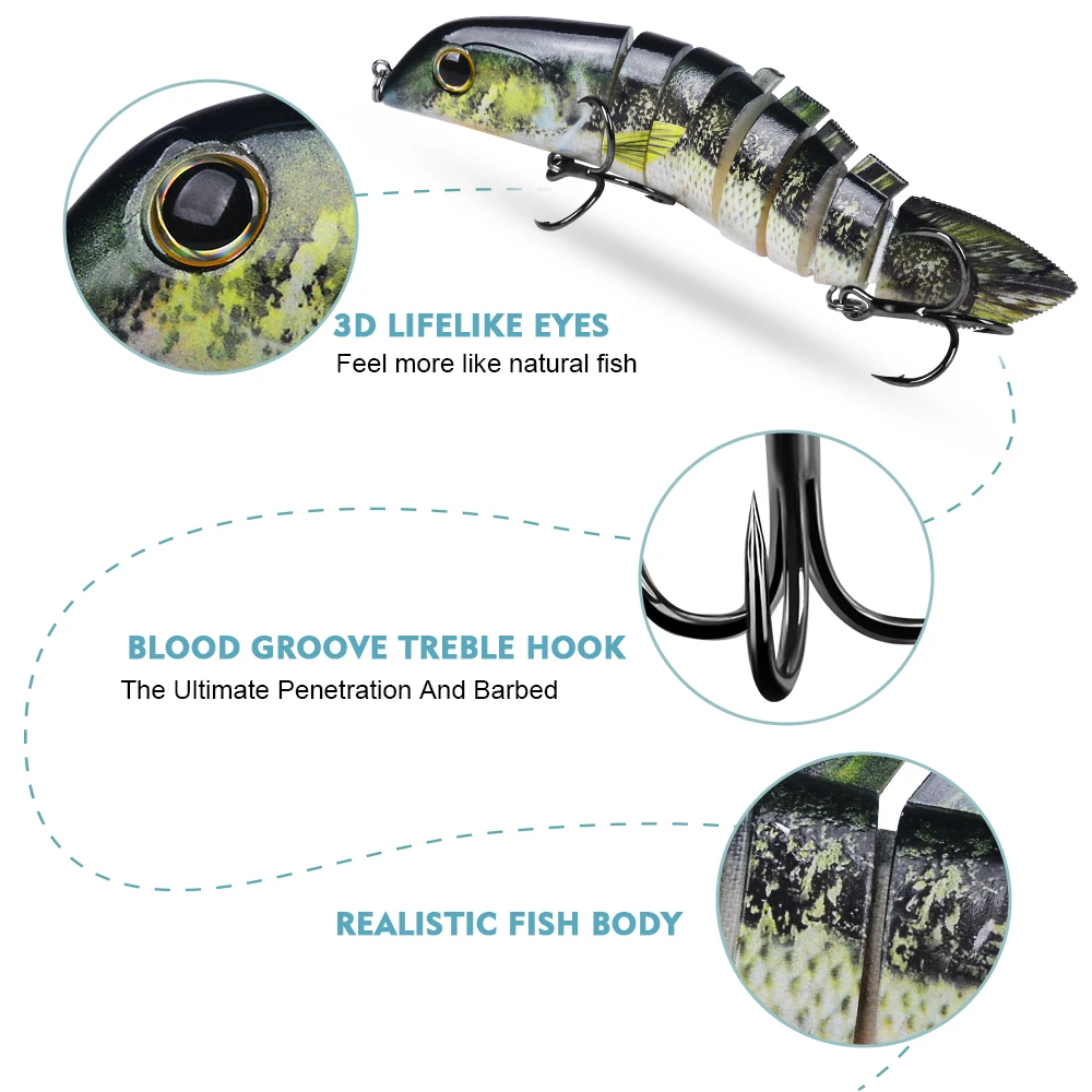 Proberos, 1 unidad, nuevo cebo de manivela multiarticulado, señuelo realista de-16,5 cm/6,5 pulgadas, cebo Artificial biónico de hundimiento lento de 42g/1,48oz - imagen 5