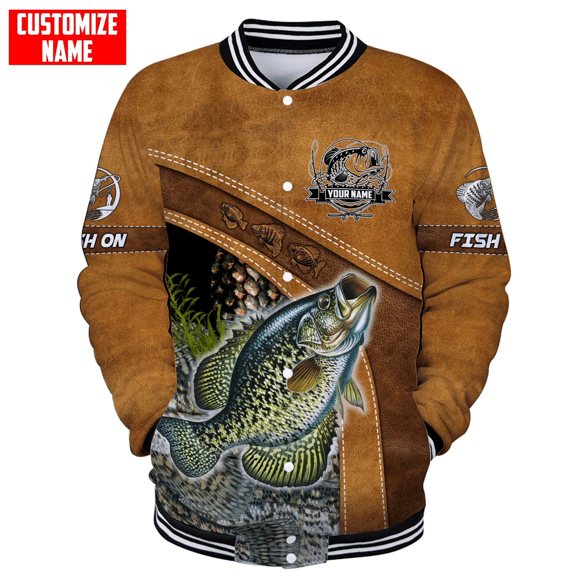 Chaqueta Bomber de pesca de Marlin azul con nombre personalizado impreso en 3D para hombre, chaqueta de béisbol cálida informal Unisex para invierno FX20 - imagen 4
