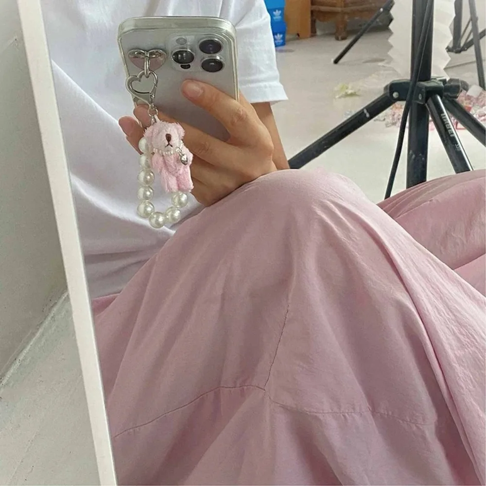 Oso de peluche con perlas de imitación, cadena para teléfono móvil, regalo, adorno colgante, colgante para muñeca, bolso, colgante para bolso de muñeca, colgante con dijes - imagen 4