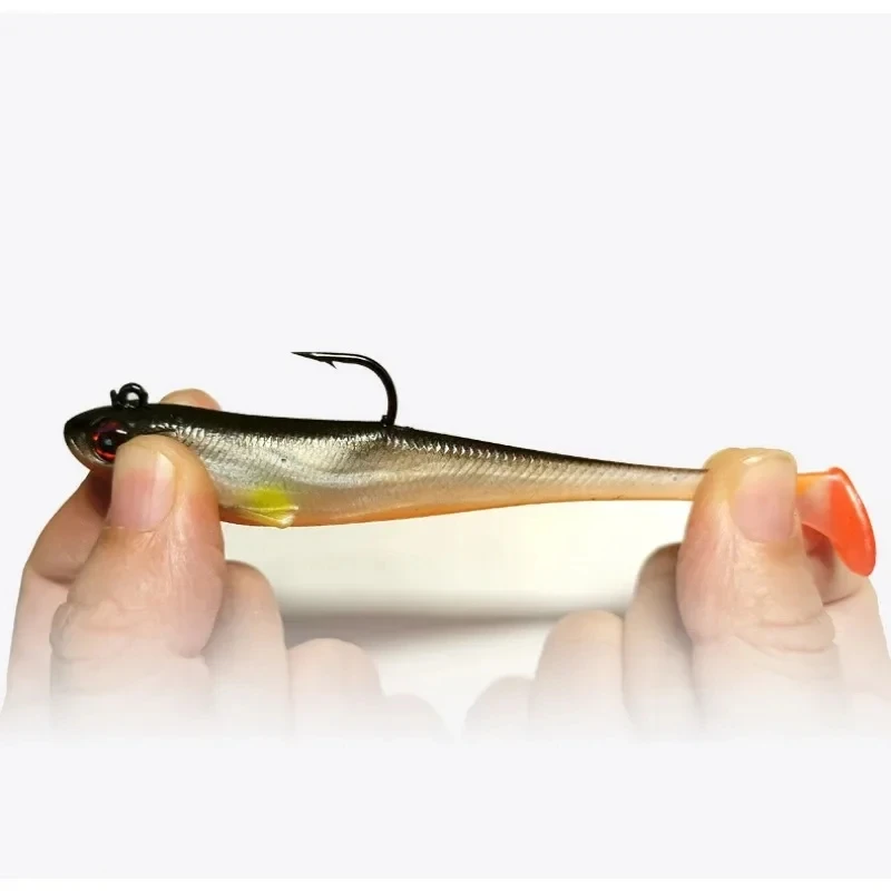Señuelo de pesca con cola en T de 12g y 9cm, cebos de natación, cabeza de cebo suave, cebo suave con anzuelo de cabeza de plantilla, Swimbait de goma Artificial - imagen 4
