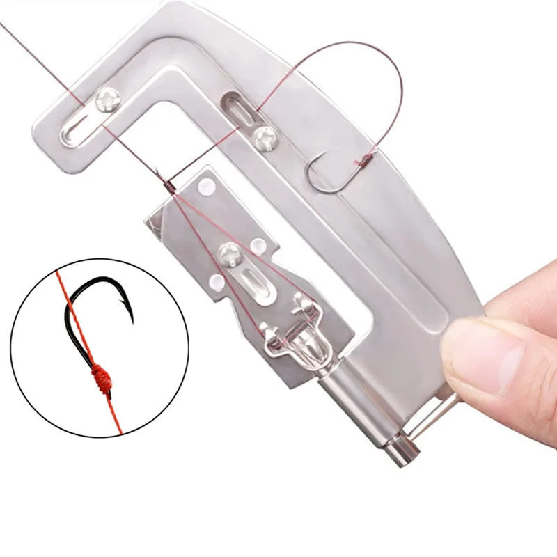 Anudador de línea de anzuelo portátil, máquina semiautomática de fila de anzuelos, anudador de línea de gancho de acero inoxidable, herramientas de pesca