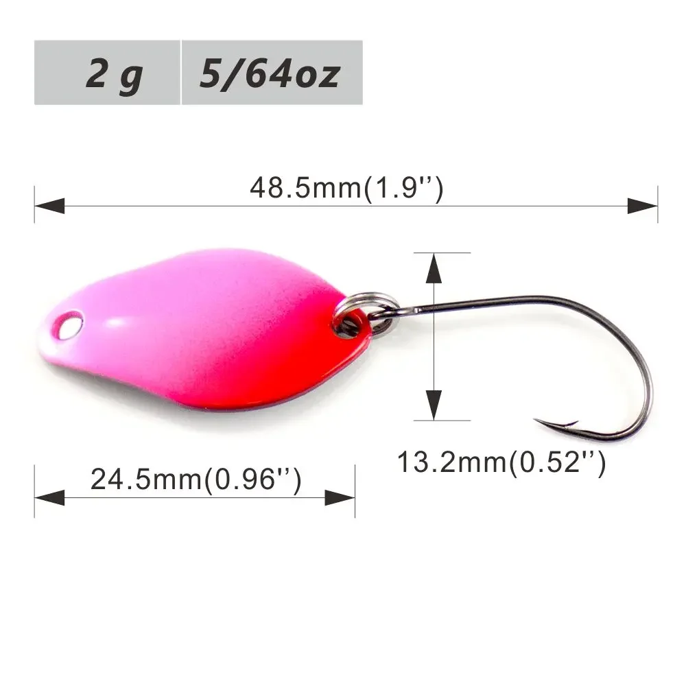 Señuelos de Pesca de latón, 6 unidades, cuchara de fundición Countbass de tamaño 24,5x13,2mm, 2g, 5/64oz, para agua dulce, salmón, trucha, Lucio - imagen 2