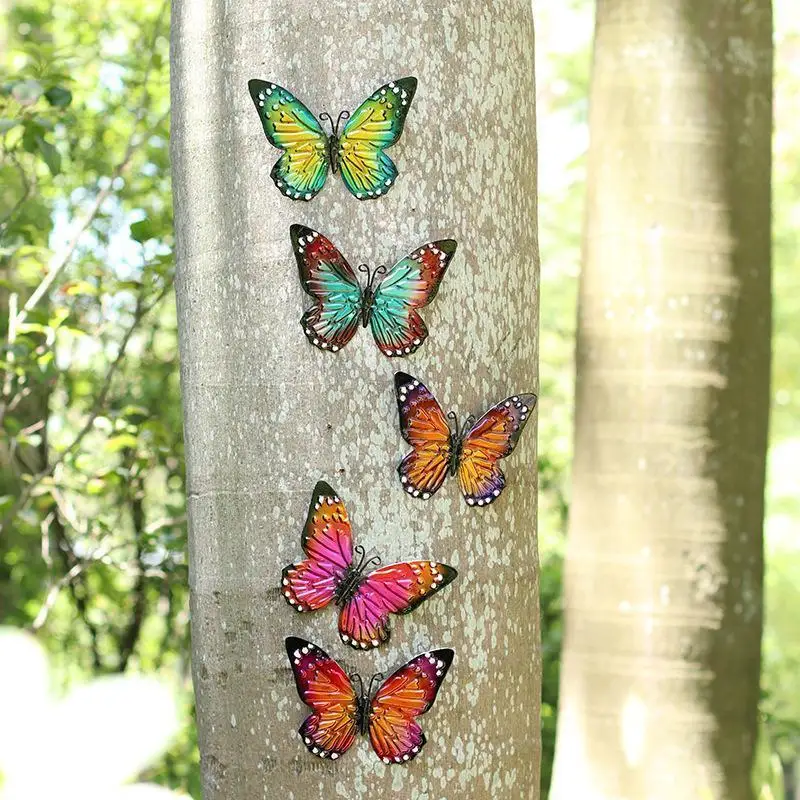 Mariposas metálicas 3D para pared – Escultura decorativa de jardín exterior - imagen 5
