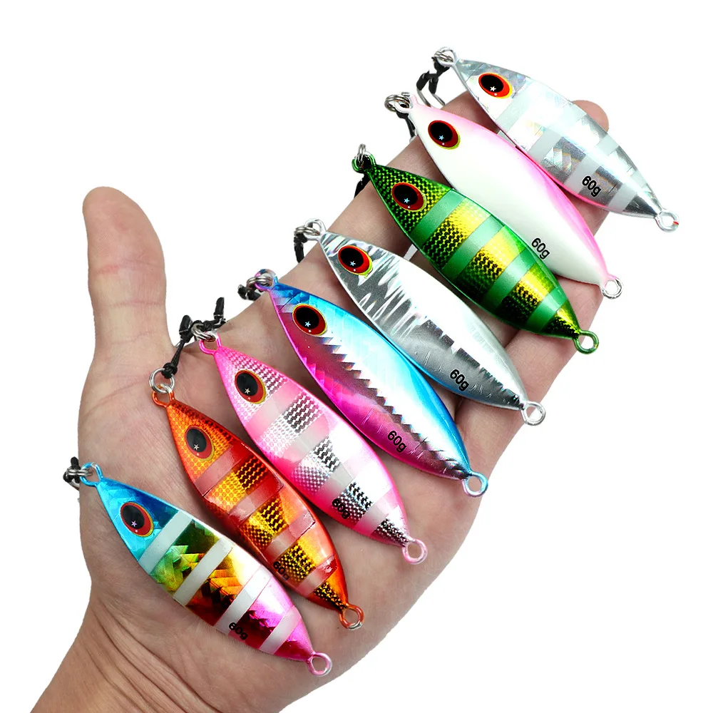 Señuelo de paso lento Micro Jigging Vertical 10g 20g 30g 40g 60g cebo duro Jig Shore señuelo de plantilla de Metal lento para aparejos de pesca de lubina - imagen 2